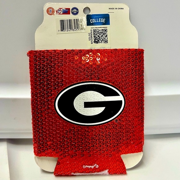 NCAA Dining Nwt Uga Bulldogs Logo With Red Sequins Koozie Drink Holder Poshmark